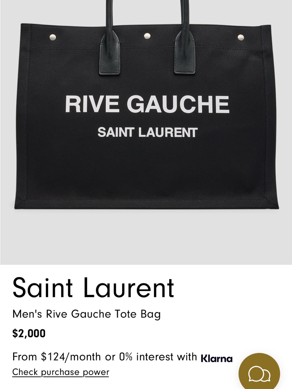 Saint Laurent Black Canvas Rive Gauche Tote - Picture 4 of 4